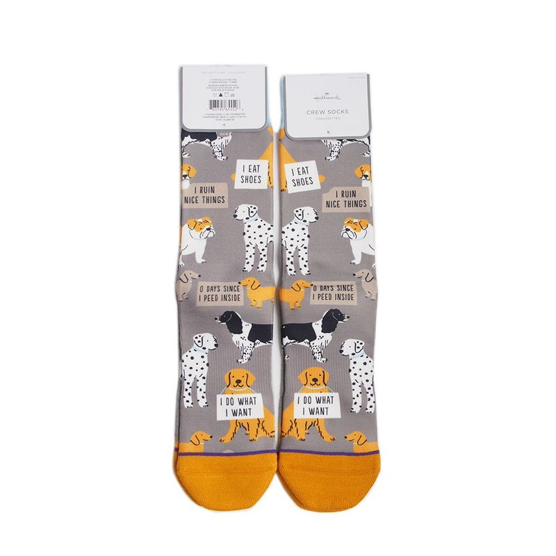 我愛毛寶貝-狗狗說的話 半筒襪22~25【Hallmark-禮品】 - 襪子 - 棉．麻 多色