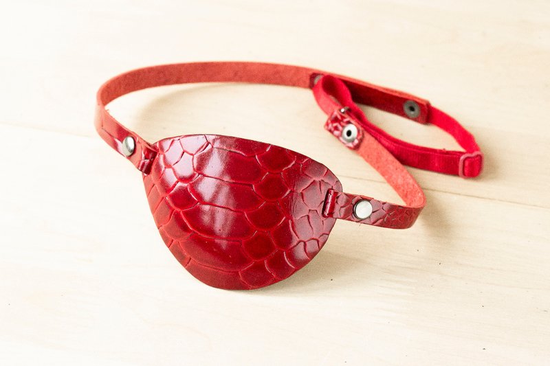 Leather Eye Patch | Red Eye Patch | Dragon Eye Patch - Eye Masks - Genuine Leather 