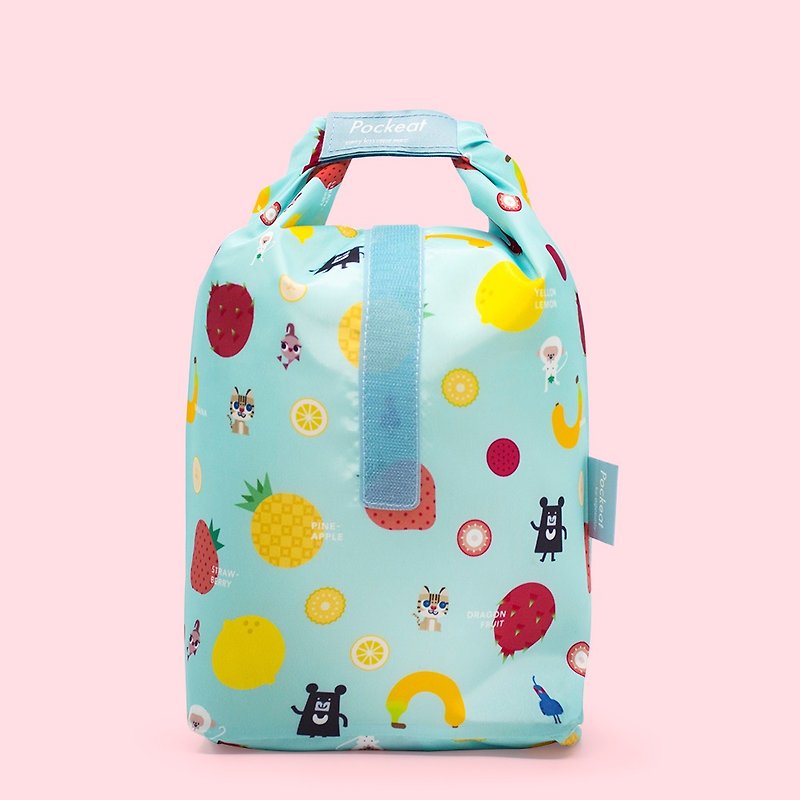 agooday | Pockeat food bag(L) - BEERU loves fruits - Lunch Boxes - Plastic Blue