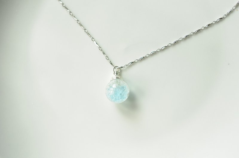 :│Sweet Dream│:Ice Crystal Glass Sterling Silver Necklace│Ice Crystal Blue - Necklaces - Glass Blue
