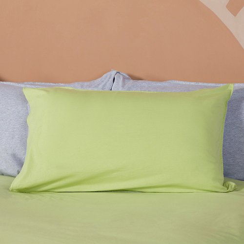 YVONNE COLLECTION以旺傢飾 素面雙色拼接信封式枕套1入-新芽綠/寧靜灰
