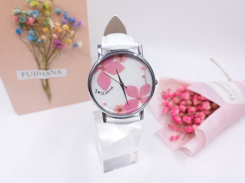賞花手錶 (繡球花) - 女錶 - 植物．花 粉紅色