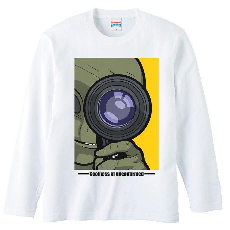 Long sleeve T-shirt / Alien / 8mmcamera - เสื้อยืดผู้ชาย - ผ้าฝ้าย/ผ้าลินิน ขาว