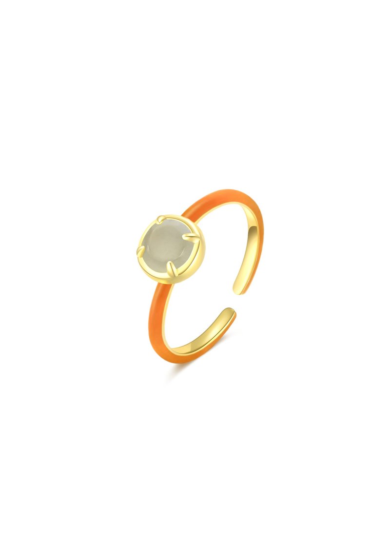 Natural jade enamel small round ring - General Rings - Jade Gold