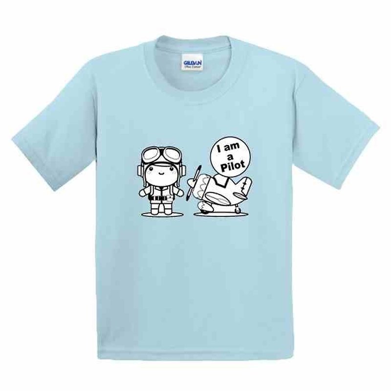 Stained T-Shirt | Little pilots | American cotton T-shirt | Kids | Family fitted | Gifts | painted | Aqua | Aqua - อื่นๆ - ผ้าฝ้าย/ผ้าลินิน 