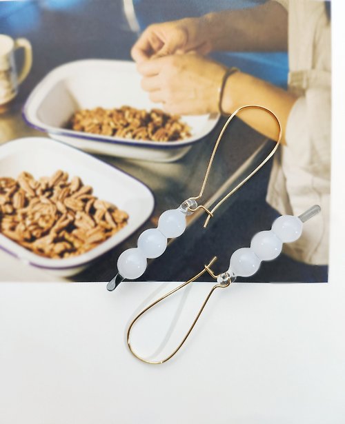 仙人掌俱樂部 WUZLab | pop-up設計系列 有趣小食日本月見糰子 純手工玻璃耳環