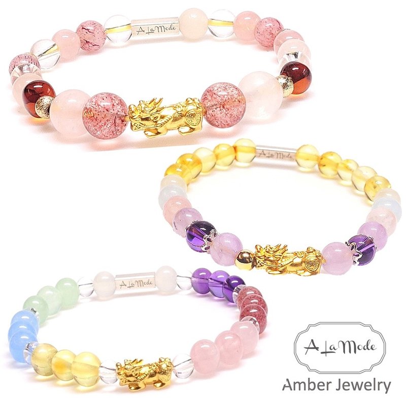 Top3 pink and tender lucky brave bracelet - Bracelets - Semi-Precious Stones Multicolor