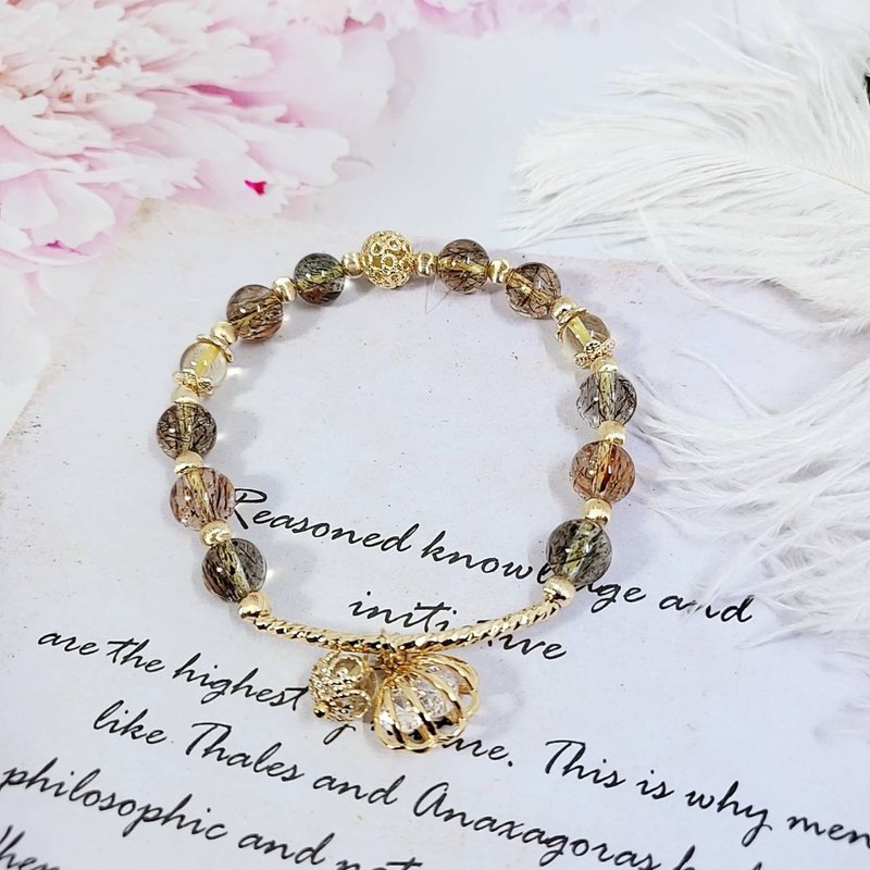 Aphrodite.C Black Gold Super Seven + Citrine Bag 14K Gold Anti-Allergic Accessory Bracelet - Bracelets - Crystal 