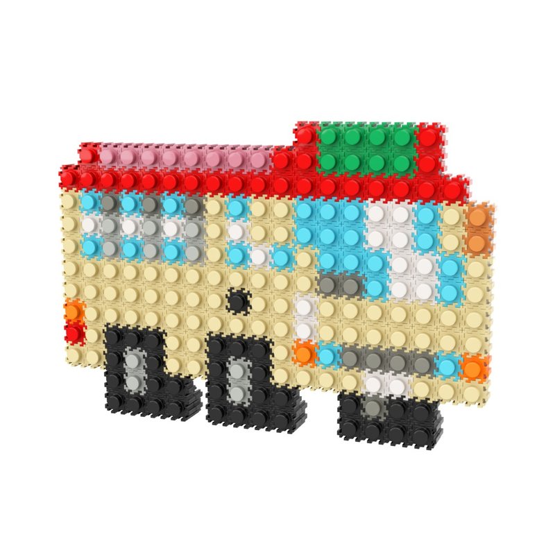 Pizel Mini Hong Kong Red Mini Bus Pixel Art Z Puzzle - ตุ๊กตา - ผ้าฝ้าย/ผ้าลินิน หลากหลายสี