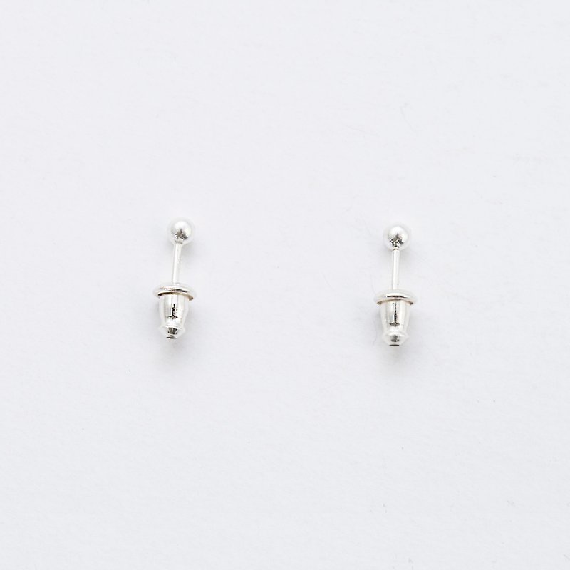 925 Sterling Silver | Round Bead Ear Pins - ต่างหู - เงินแท้ สีเงิน