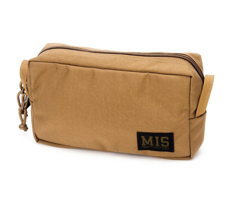 【MIS】SLIM MESH TOILETRY BAG 網眼化妝包-小 - 狼棕 - 後背包/背包/書包 - 其他材質 卡其色