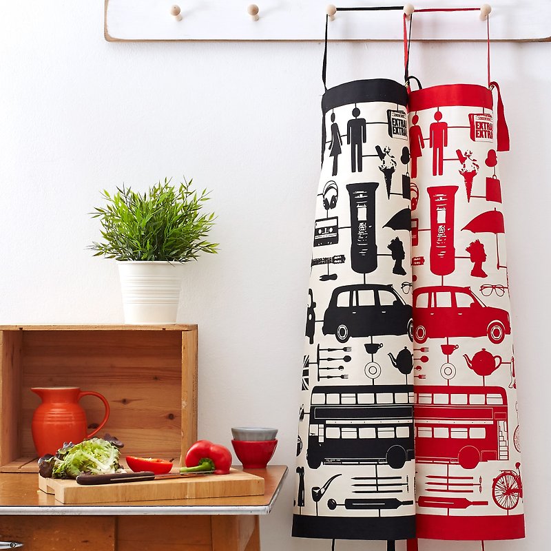 British egg cotton apron model London - ผ้ากันเปื้อน - ผ้าฝ้าย/ผ้าลินิน สีแดง