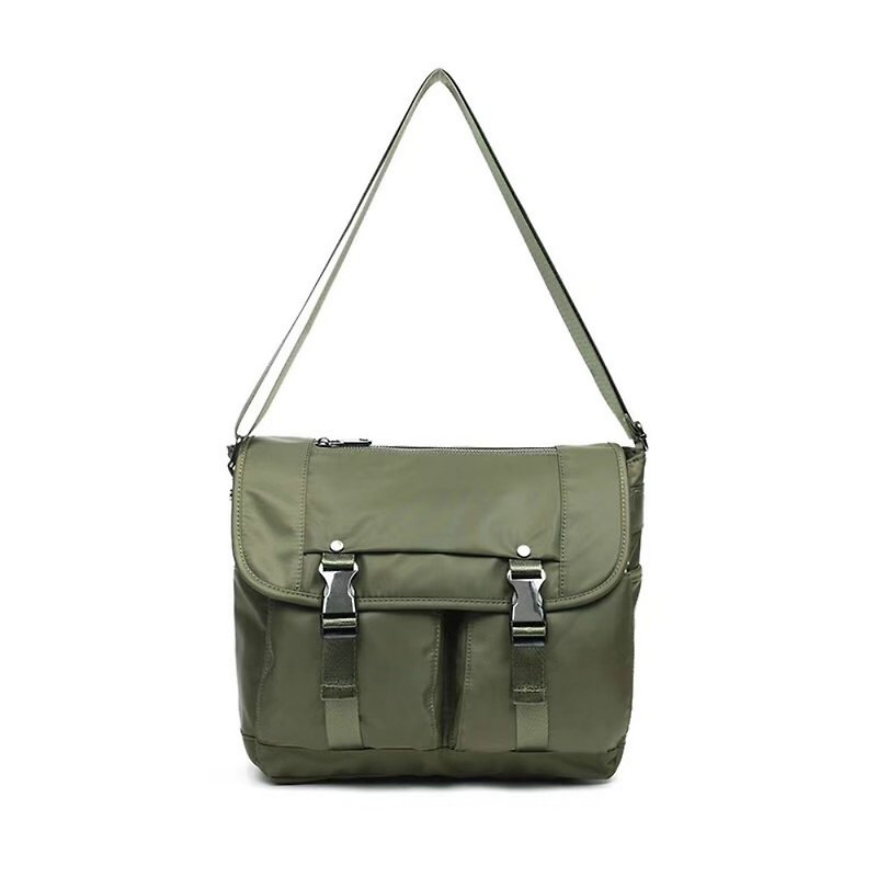 Men's simple, lightweight, water-repellent shoulder bag/shoulder bag/cross bag/side bag/cross bag-#1061 - กระเป๋าแมสเซนเจอร์ - วัสดุกันนำ้ สีเขียว