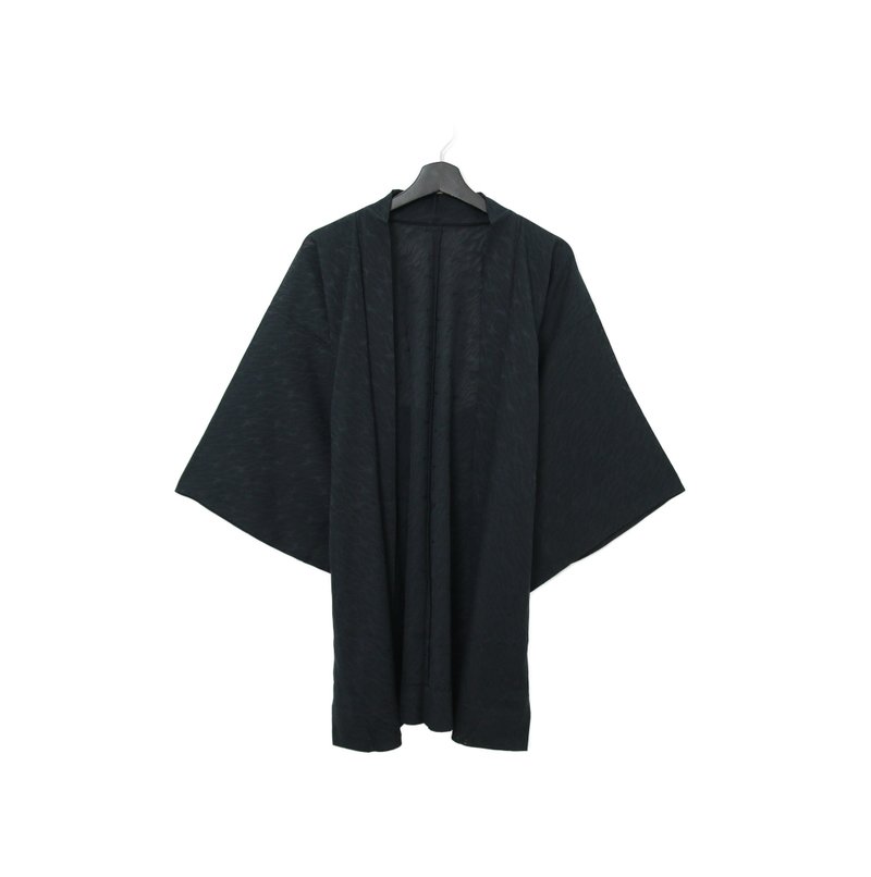 Back to Green-日本帶回羽織 黑透膚 波光 kt-02/vintage kimono - 女大衣/外套 - 絲．絹 