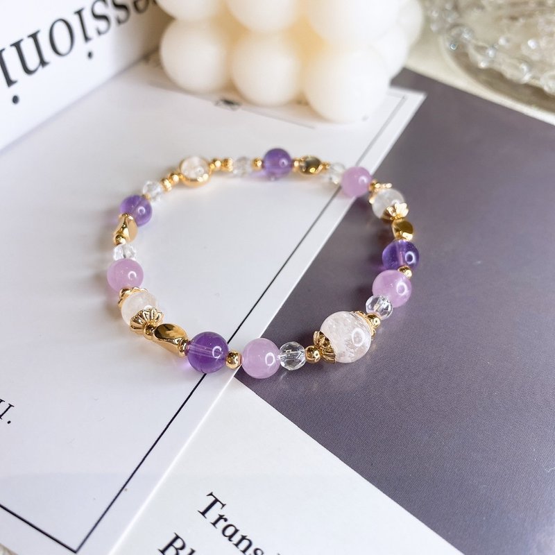 Morning fog condensed snowflake ghost white ghost kunzite amethyst good luck natural stone bracelet bracelet - Bracelets - Crystal Purple