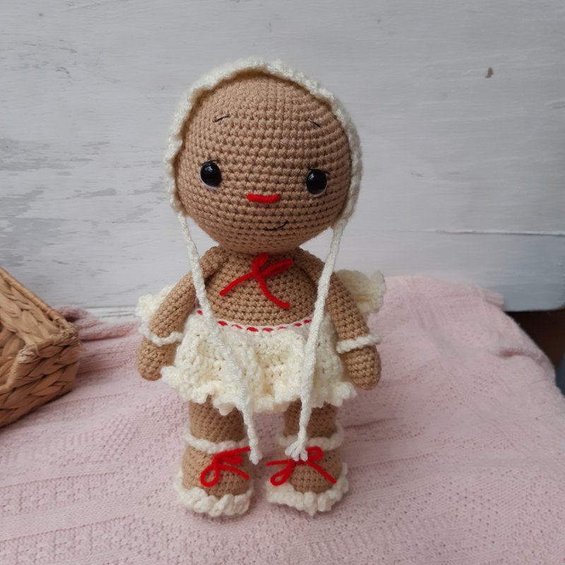 Hand crochet Gingerbread Girl   Stuffed toys   Plushie toys   Dolls   Amigurumi - 寶寶/兒童玩具/玩偶 - 其他材質 金色