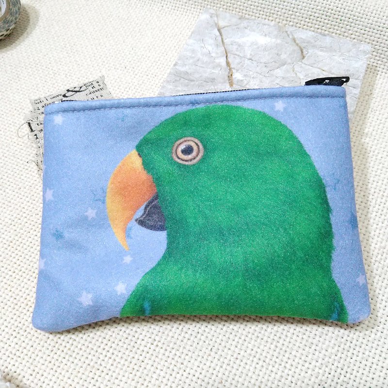 Eclectic Parrot_Green-Nonwoven Coin Purse - กระเป๋าใส่เหรียญ - ไฟเบอร์อื่นๆ 