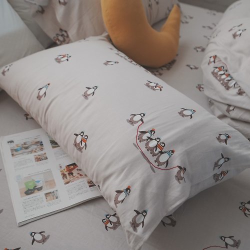 annahome棉床本舖 企鵝冰營 二層紗 床包兩用被組 100%純棉 台灣製【超取限一組】
