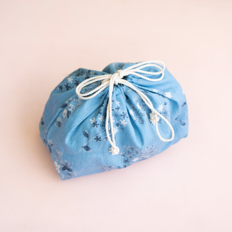 Japanese miscellaneous wind gift bundle pocket pink blue flower new product - ถุงใส่กระติกนำ้ - ผ้าฝ้าย/ผ้าลินิน หลากหลายสี