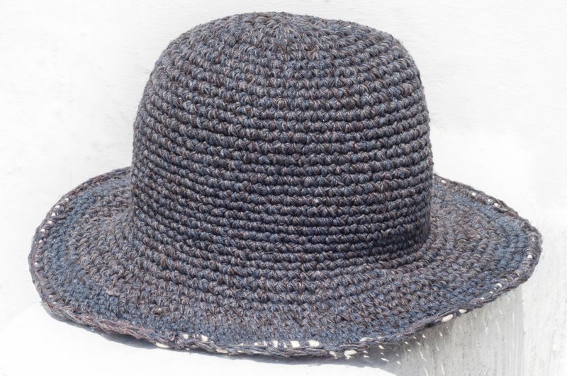 Hand-woven cotton Linen hat knit hat hat hat straw hat Alpine hat - brown sugar and sesame - Hats & Caps - Cotton & Hemp Multicolor