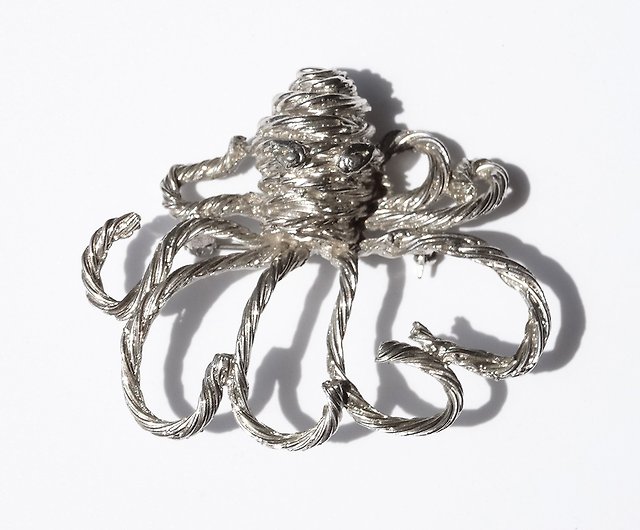 70s Vintage octopus motif brooch - Shop panic-art-market Brooches 
