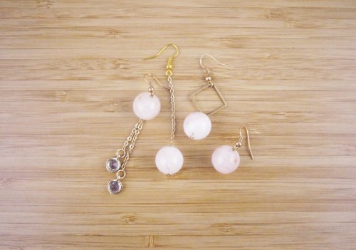 美人魚手創藝術 Sea Maidens Jewelry 【粉晶】氣質玉珠 混搭 手工耳環