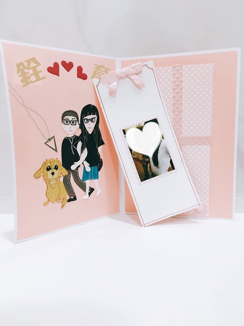 【客製款】櫻花熊浪漫周年紀念卡(下單前請討論) - 心意卡/卡片 - 紙 粉紅色