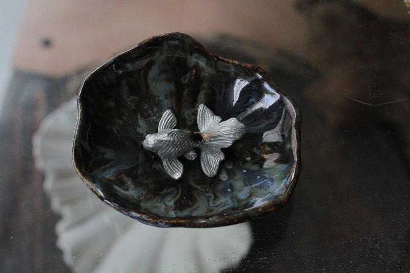 純手捏不規則花朵造型陶瓷小碟/醬汁碟/線香盤/水晶盤/飾品碟8 - 盤子/餐盤/盤架 - 陶 綠色