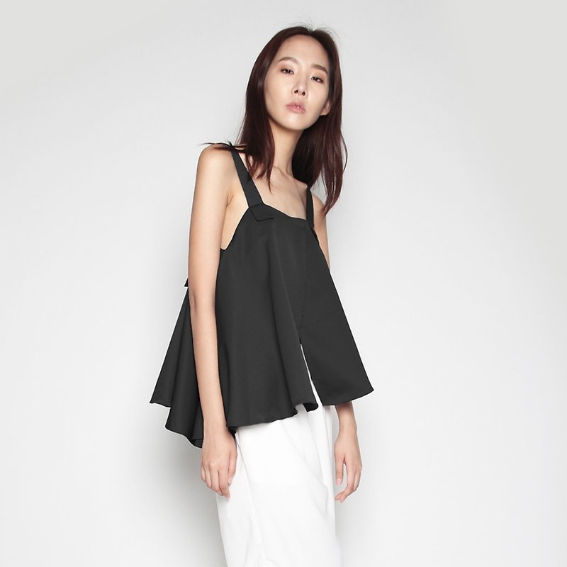 AVERIE ASYMMETRIC LAYERED TOP IN BLACK - Overalls & Jumpsuits - Polyester Black