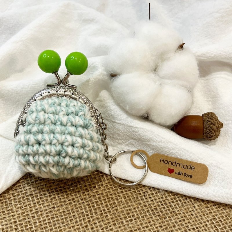 *[Special model]*Macaron gold bag keychain-grass green keychain/coin purse/pendant - Keychains - Wool 