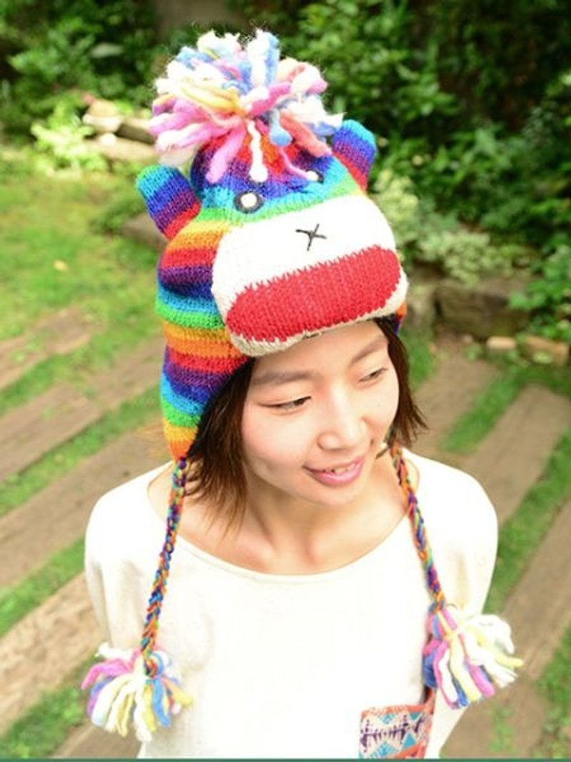 【Pre-order】 ☼ knitted monkey flying cap ☼ (three) - หมวก - วัสดุอื่นๆ หลากหลายสี