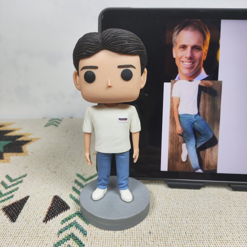 Purely handmade custom American Funko Pop self-portrait doll boyfriend husband birthday gift - Stuffed Dolls & Figurines - Clay Multicolor