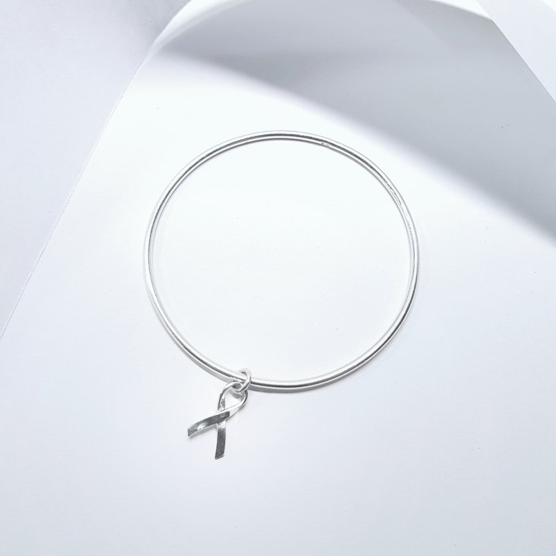 Ribbon symbol delicate sterling silver bracelet - Bracelets - Sterling Silver Silver