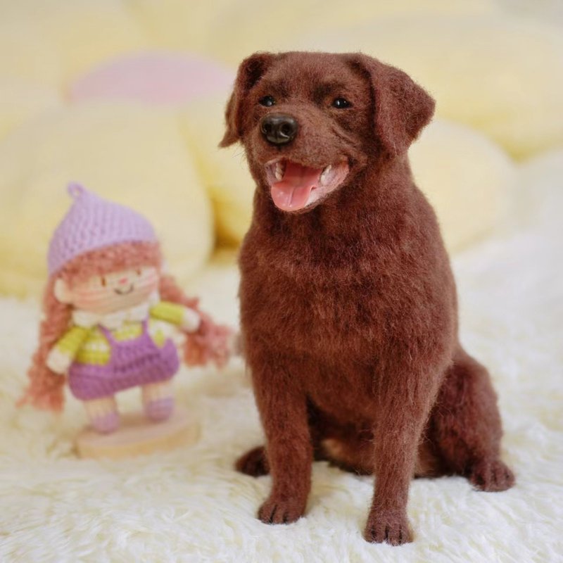 客製化逼真犬羊毛氈寵物娃娃定製手工複刻狗狗猫咪毛小孩公仔 - 貓/狗玩具 - 羊毛 多色
