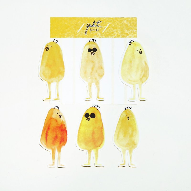 | Handmade Stickers | Gu Gu #yy (a set of 6 pieces) - Stickers - Paper Yellow