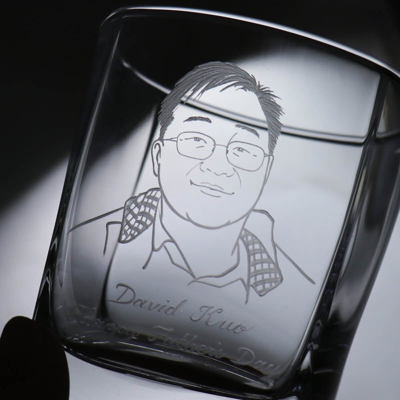 295cc [Father Portrait Customized] (Realistic Version) Dad Cup Father's Day Whiskey Cup Customized Gift - Customized Portraits - Glass Gray