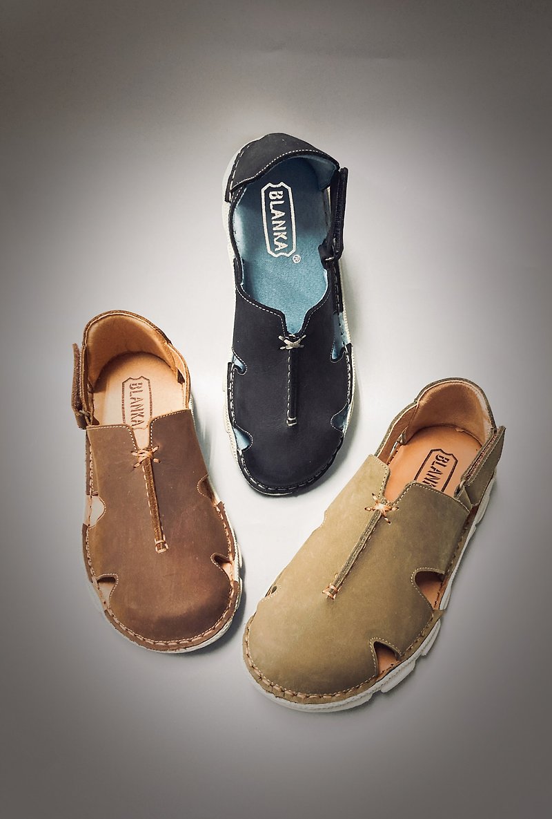 2323 Lightweight all-inclusive stitching handmade men's sandals - Sandals - Genuine Leather Brown