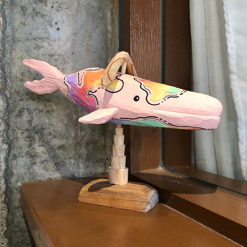 オーシャンクジラ - 木彫り - 置物 - 木製 多色