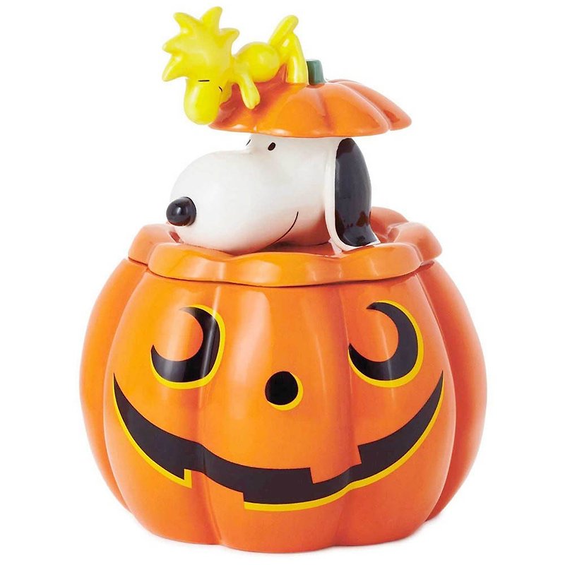 Snoopy and Tucker's Candy Cans [Hallmark-Halloween Series] - Storage - Porcelain Orange