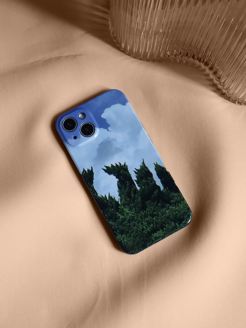 Pine and Cypress iPhone Case Video Art Creation Glossy Soft Case - เคส/ซองมือถือ - วัสดุอื่นๆ สีเขียว