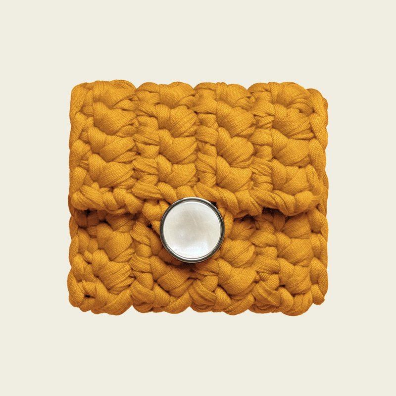 ontheblue button case _ mustard - 皮夾/長短夾/錢包 - 棉．麻 橘色
