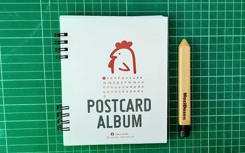 12 Thai alphabets Postcard album ,Compact size, - Photo Albums & Books - Paper White