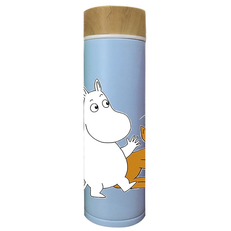 Moomin嚕嚕米授權-木紋蓋保溫瓶(藍) - 其他 - 其他金屬 白色