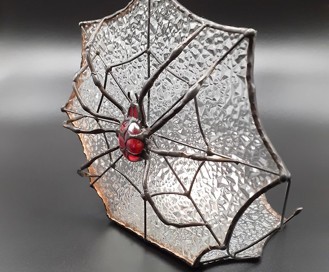 Gothic Home Decor Halloween Decor Gothic Stained Glass Spider Suncatcher Spider Web Stained Glass Jumping Spider Goth Decor