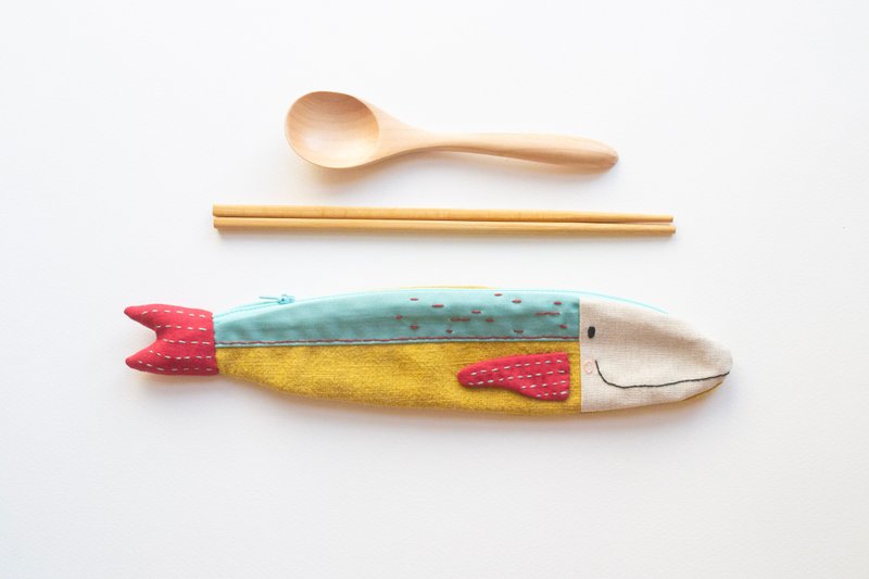 Travelling Tuna cutlery pouch - primary - 筷子/筷架 - 棉．麻 多色