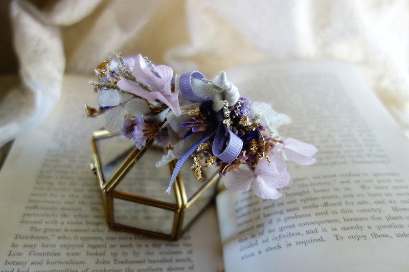 Wedding floral decoration series ~ temperament purple gold wrist flower - สร้อยข้อมือ - เครื่องลายคราม สีม่วง