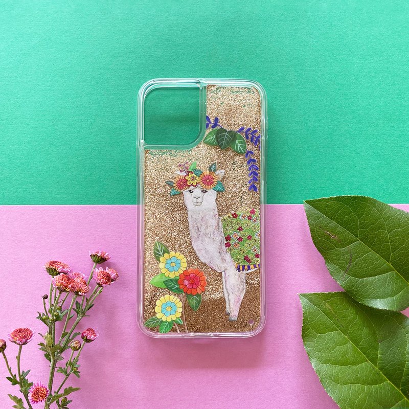 Glitter iPhone Case // Baby Alpaca - เคส/ซองมือถือ - พลาสติก สีส้ม