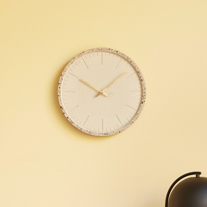 【Hübsch】－531101 Terrazzo Texture Fashion Wall Clock Clock Texture Stationery Creative - Clocks - Cement Khaki