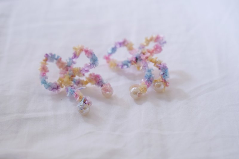 Ivy and purple fantasy | Crocheted butterfly earrings - ต่างหู - วัสดุอื่นๆ 