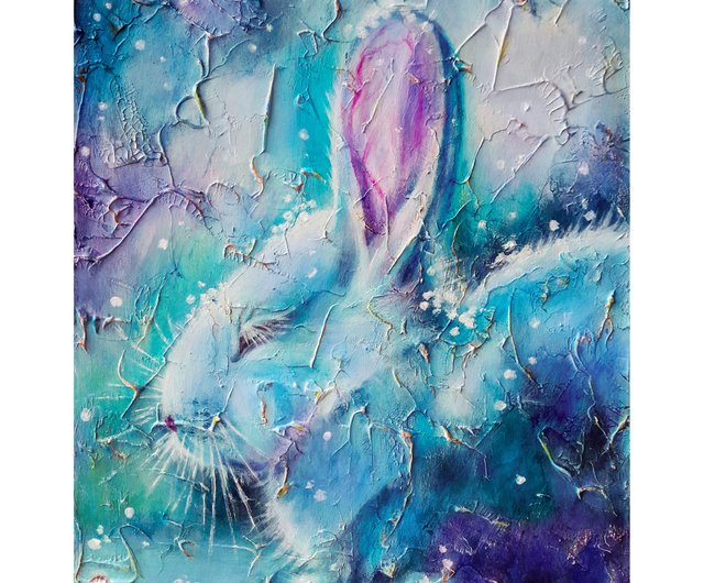 ウサギの油絵 野ウサギ 壁アート 野生動物 冬の森 室内装飾 ウサギの油絵 野ウサギ 壁アート 野生動物 冬の森 室内装飾